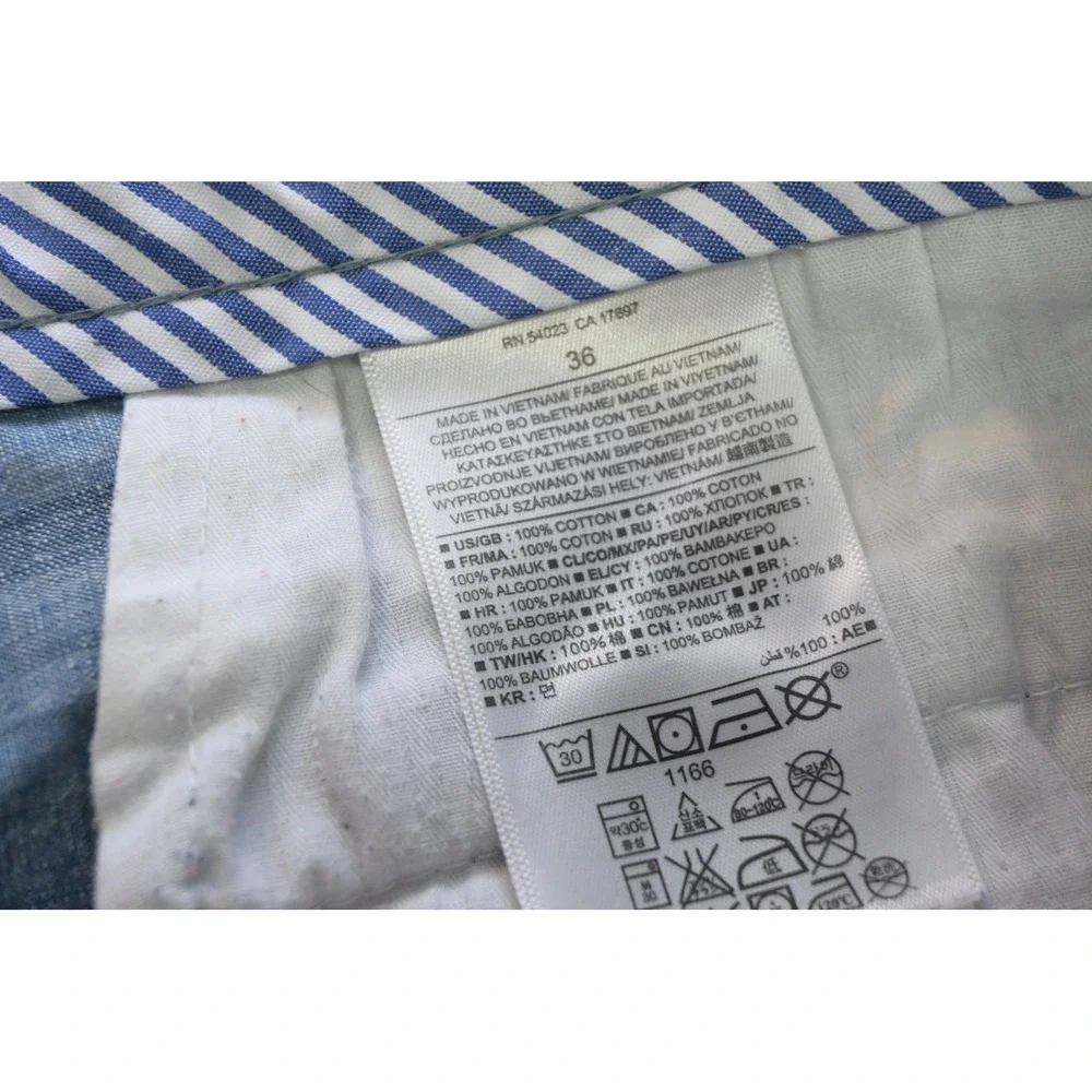 Banana Republic Casual Shorts Men 36 Blue Excellent Striped Cotton Flat‎ Front